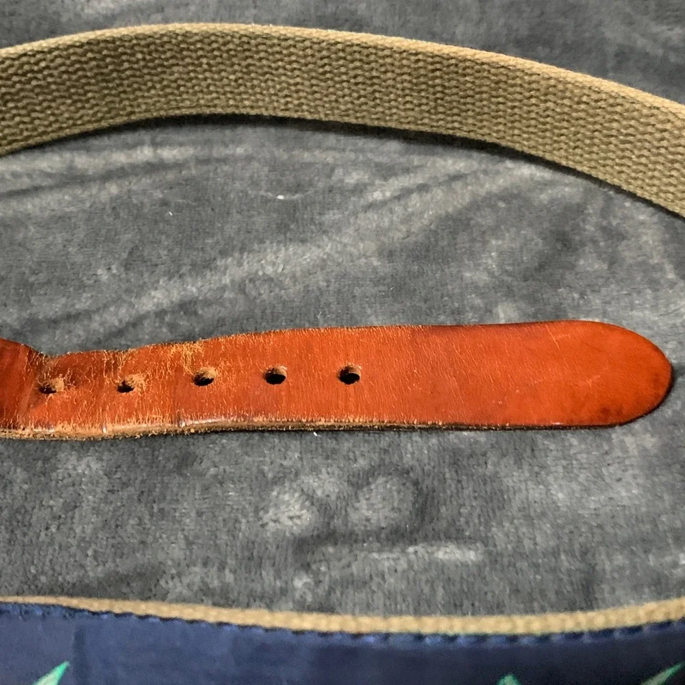 World Wide Sportsman Belt Mens 34 Ribbon Navy Blue Bonefish Leather Man Ltd EUC